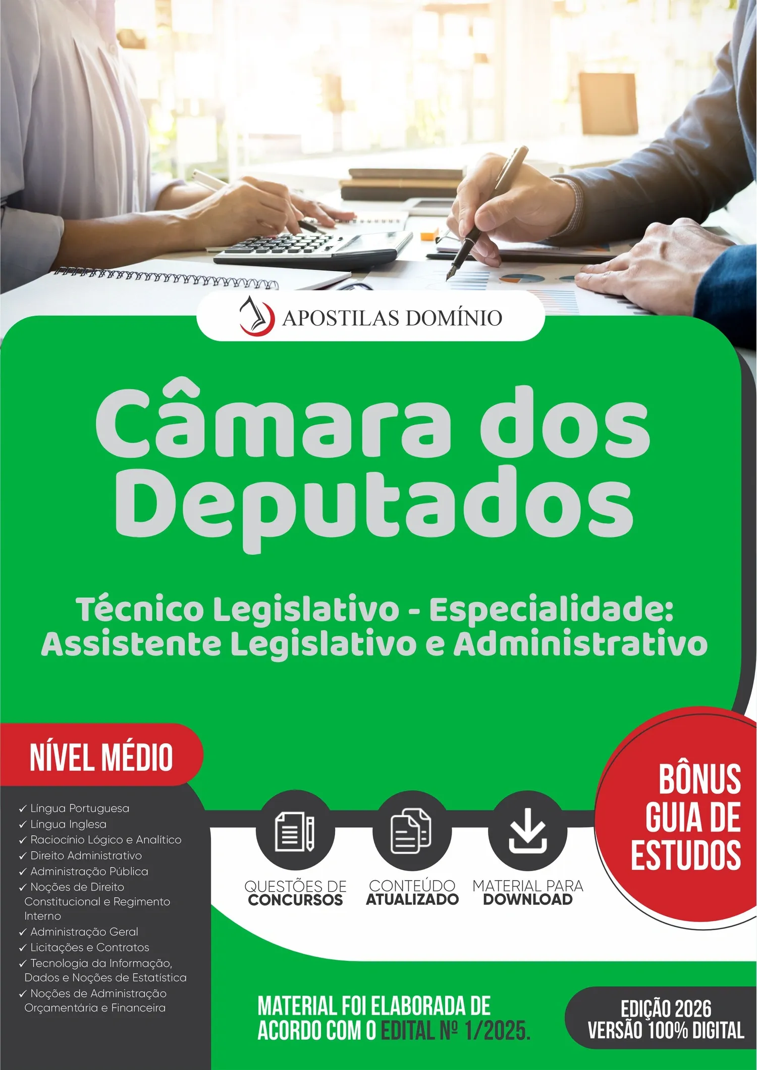 Apostila Câmara dos Deputados 2026 - Técnico Legislativo - Especialidade: Assistente Legislativo e Administrativo
