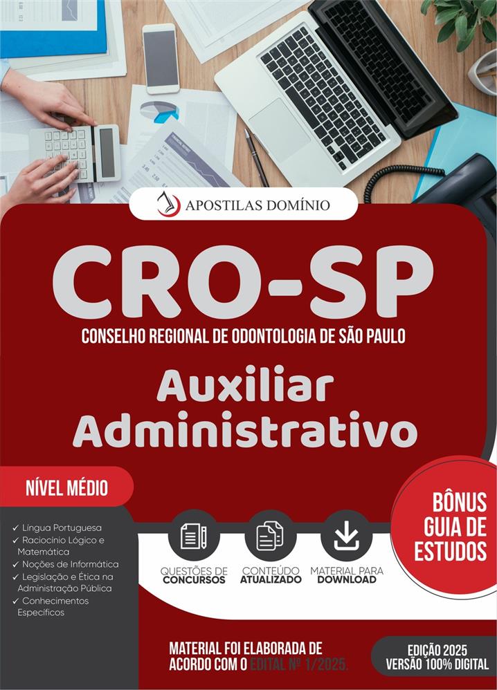 Apostila CRO/SP 2025 - Auxiliar Administrativo