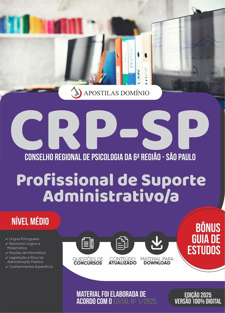 Apostila CRP/SP 2025 - Profissional de Suporte Administrativo