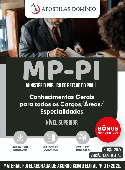 Apostila MP-PI 2025 - Conhecimentos Gerais - para todos os Cargos/Áreas/Especialidades