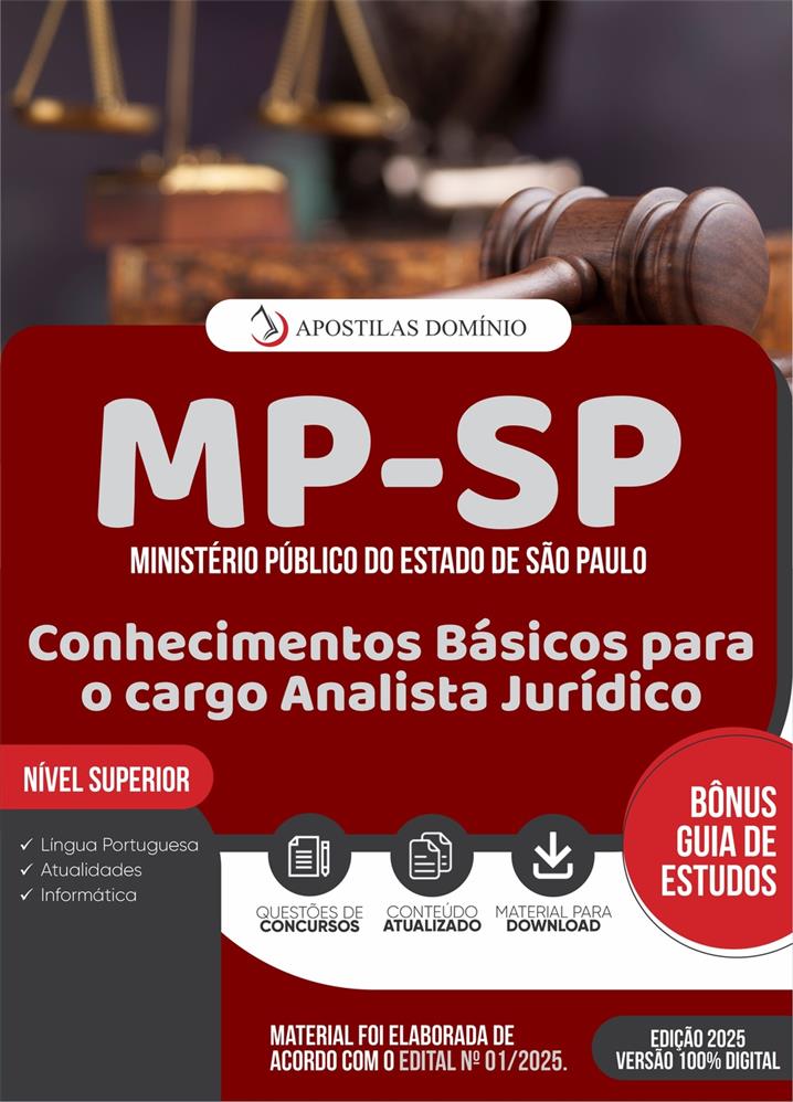 Apostila MP/SP 2025 - Analista Jurídico Conhecimentos Básicos