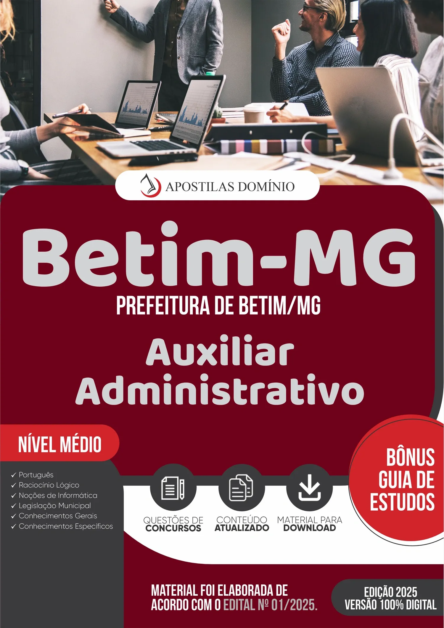 Apostila Prefeitura de Betim/MG 2025 - Auxiliar Administrativo