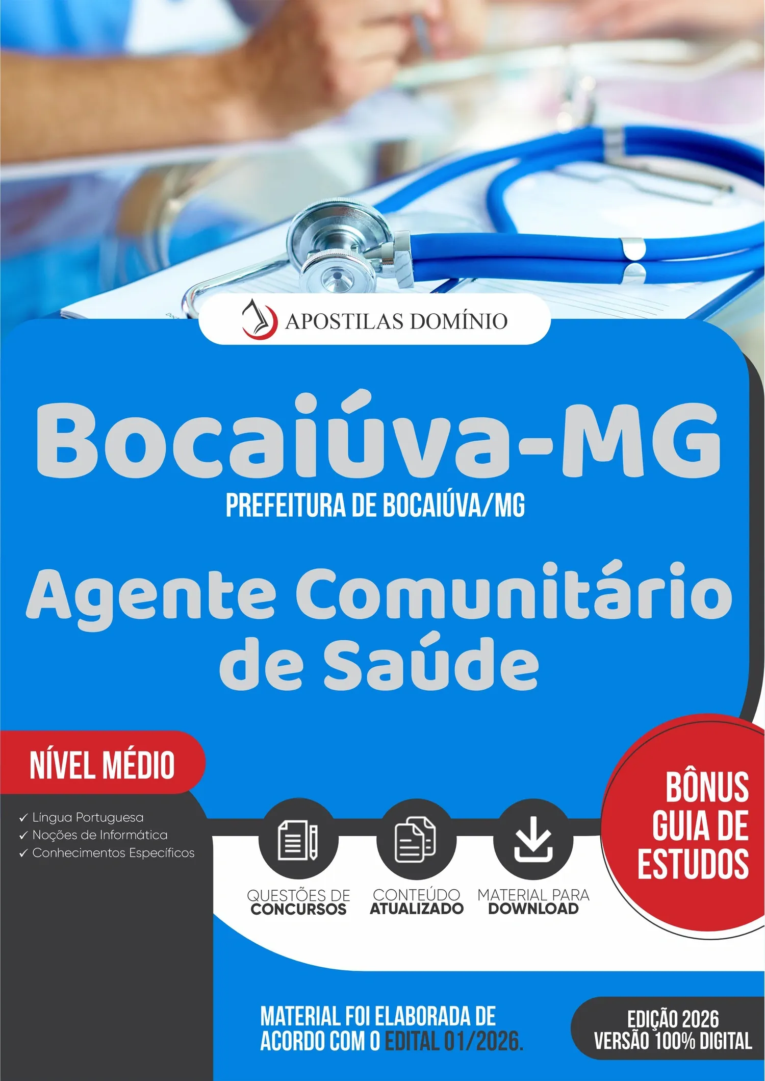 Apostila Prefeitura de Bocaiúva/MG 2026 - Agente Comunitário de Saúde