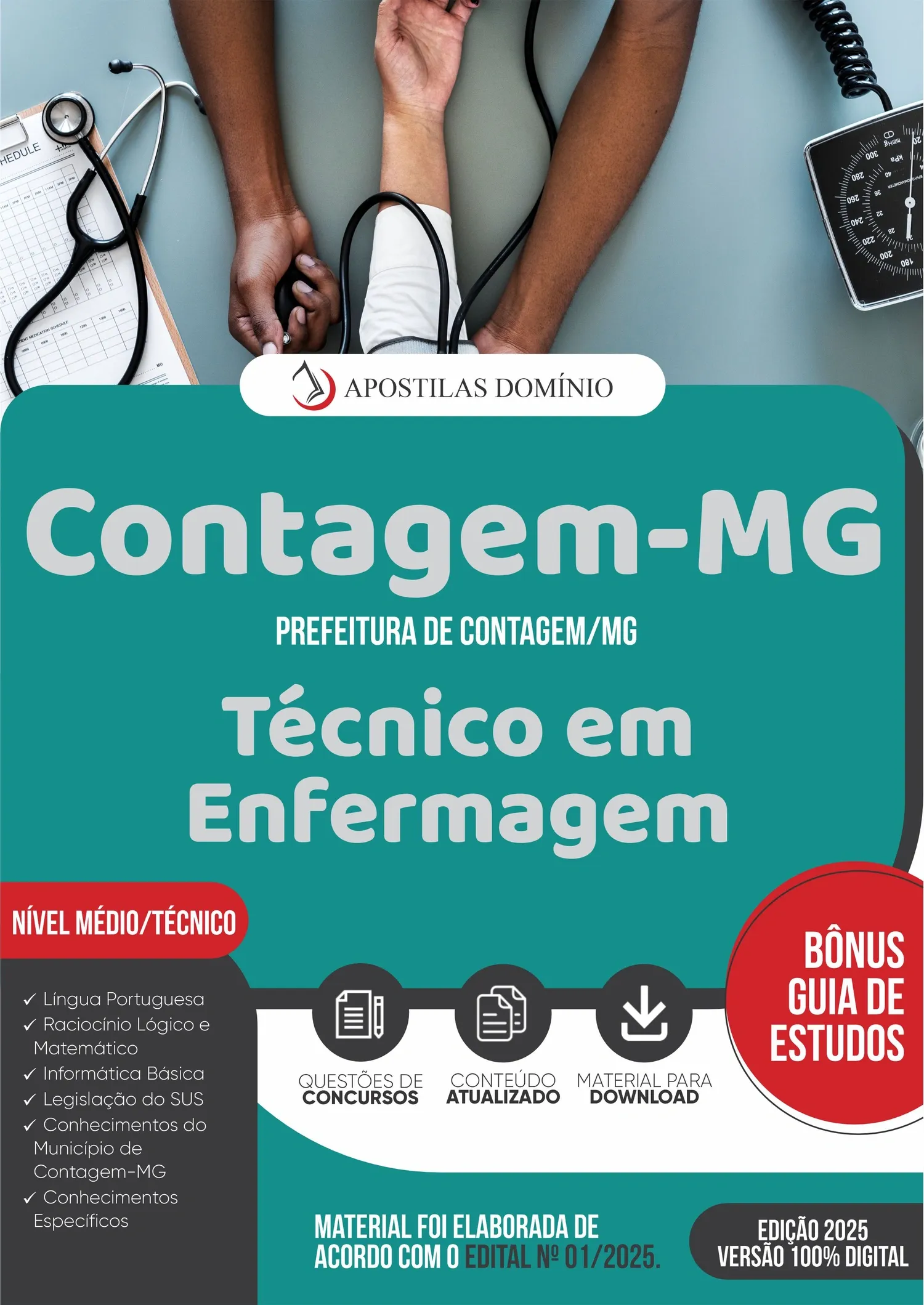 Apostila Prefeitura de Contagem/MG 2025 - Técnico em Enfermagem