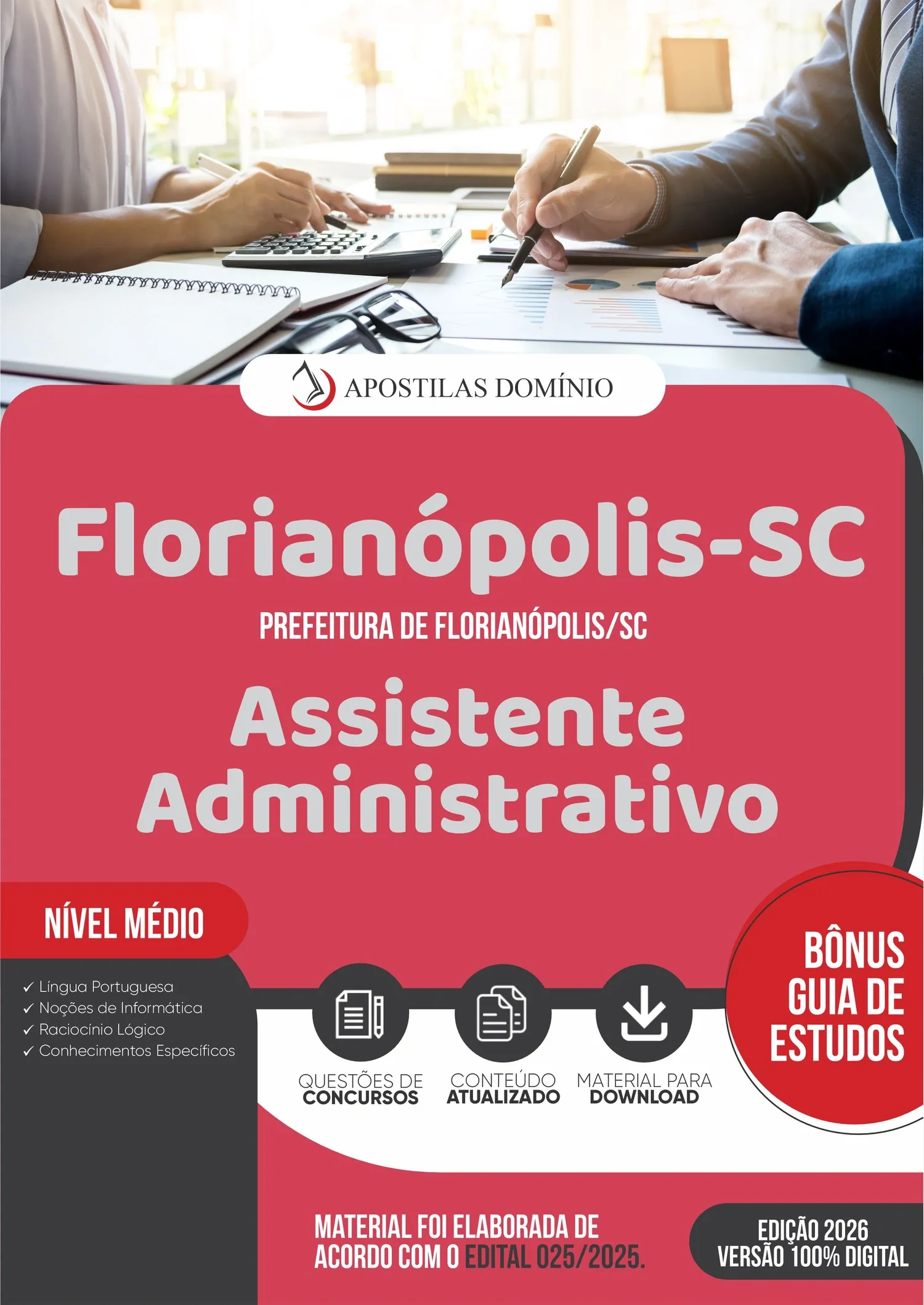 Apostila Prefeitura de Florianópolis/SC 2026 - Assistente Administrativo