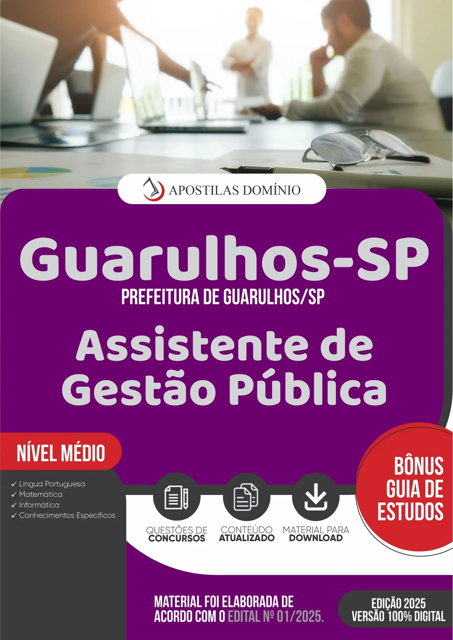 Apostila Prefeitura de Guarulhos/SP 2025  - Assistente de Gestão Pública