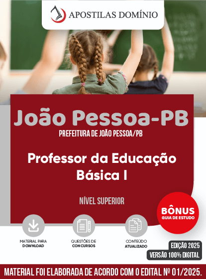 Apostila Prefeitura de João Pessoa/PB 2025 - Professor da Educação Básica I
