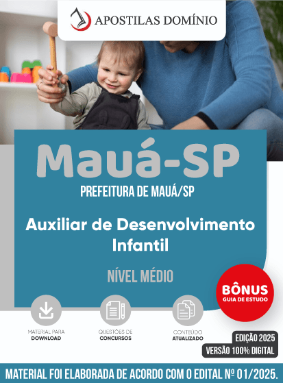 Apostila Prefeitura de Mauá/SP 2025 - Auxiliar de Desenvolvimento Infantil