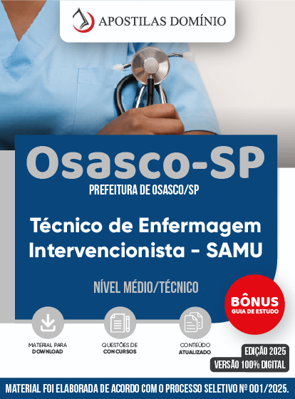 Apostila Prefeitura de Osasco/SP 2025 - Técnico de Enfermagem Intervencionista