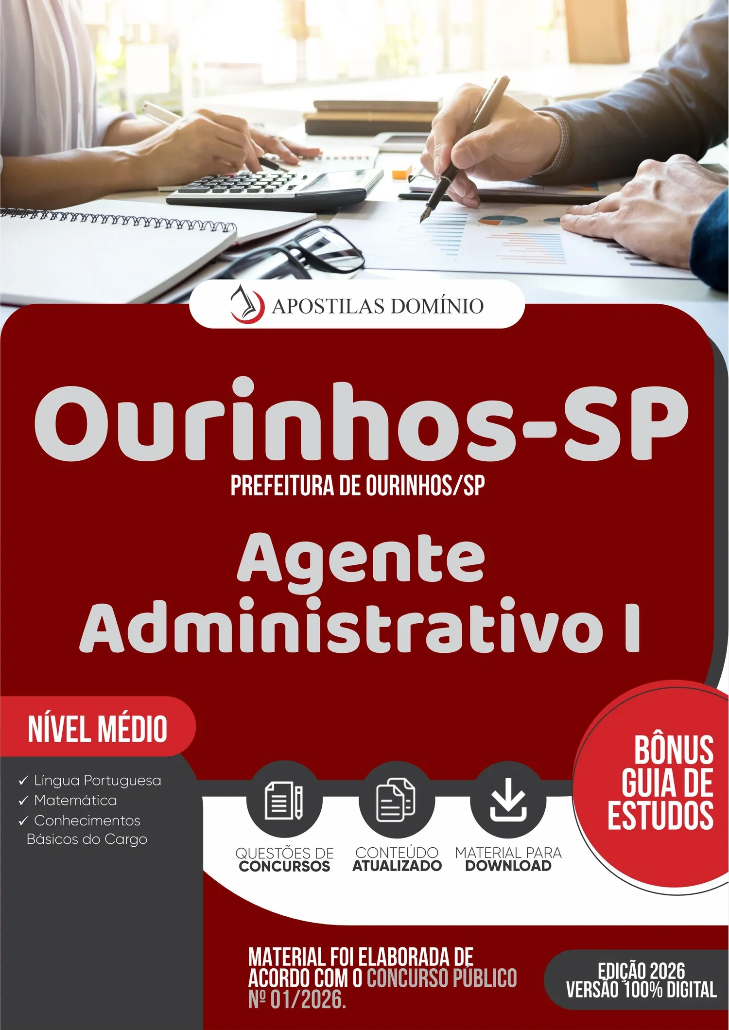 Apostila Prefeitura de Ourinhos/SP 2026 - Agente Administrativo I