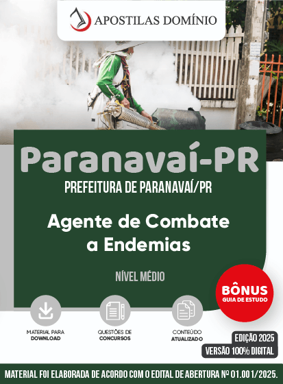 Apostila Prefeitura de Paranavaí/PR 2025 - Agente de Combate a Endemias