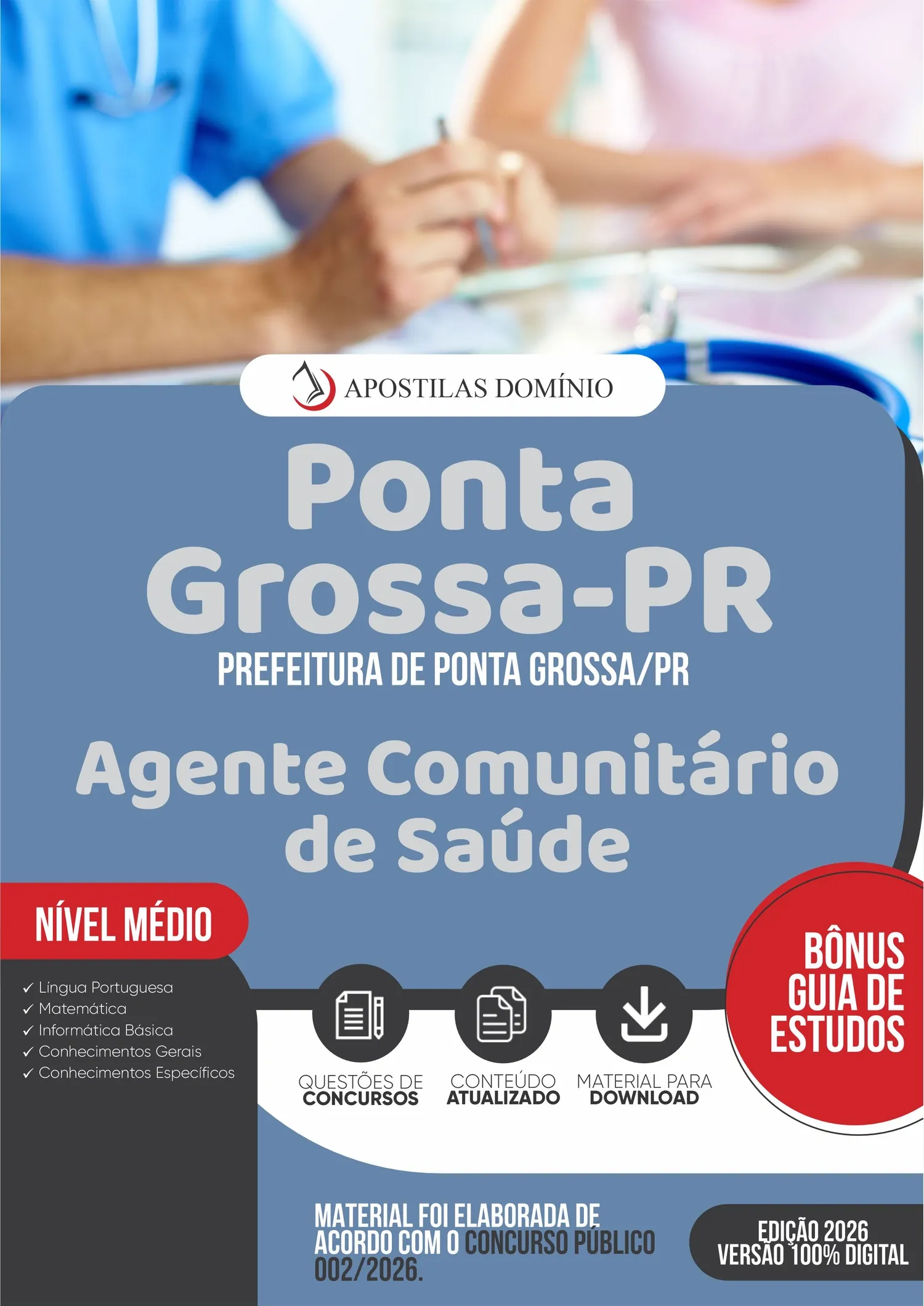 Apostila Prefeitura de Ponta Grossa/PR 2026 - Agente Comunitário de Saúde