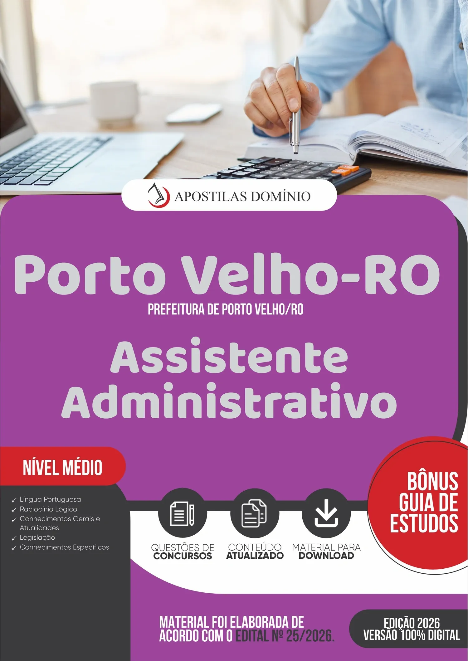 Apostila Prefeitura de Porto Velho/RO 2026 - Assistente Administrativo