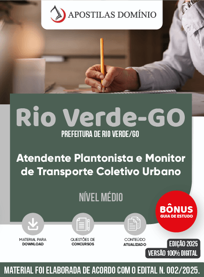 Apostila Prefeitura de Rio Verde-GO 2025 - Atendente Plantonista e Monitor de Transporte Coletivo Urbano