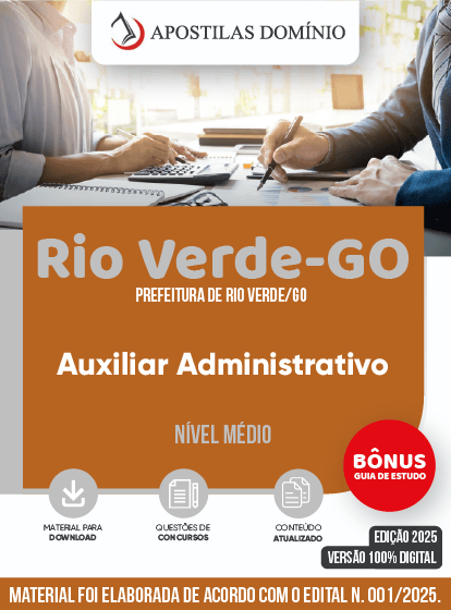 Apostila Prefeitura de Rio Verde-GO 2025 - Auxiliar Administrativo