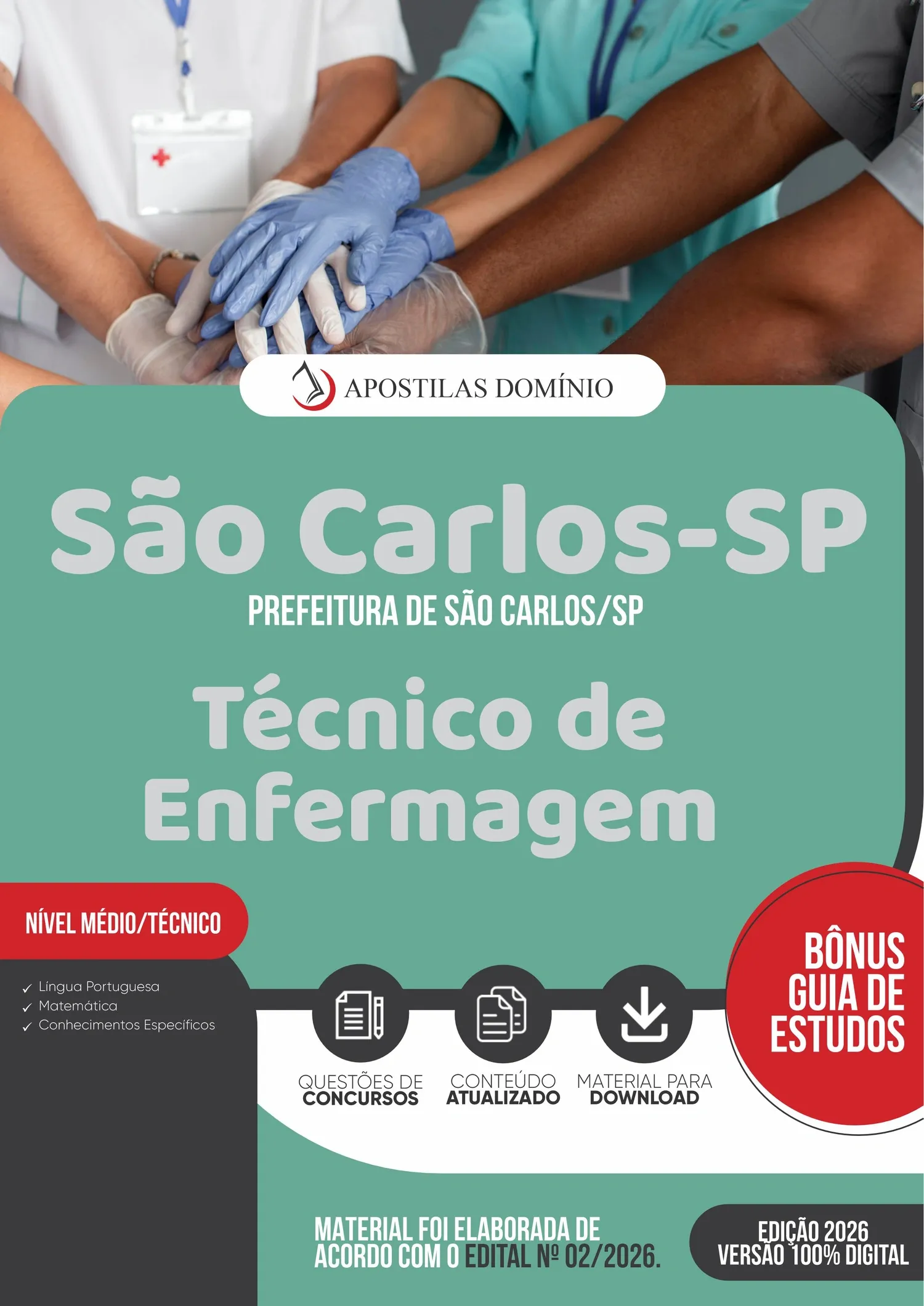 Apostila Prefeitura de São Carlos/SP 2026 - Técnico de Enfermagem
