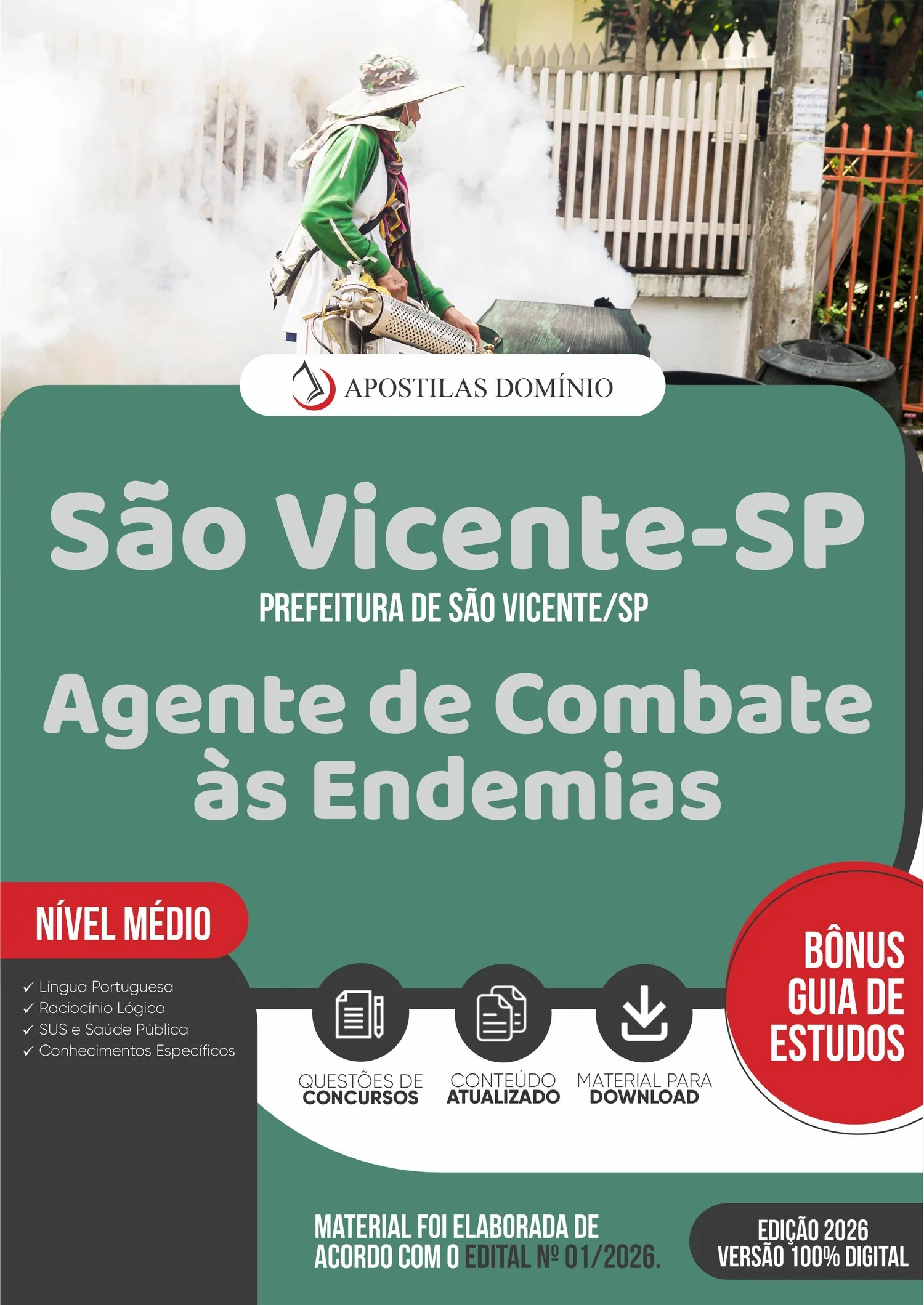 Apostila Prefeitura de São Vicente/SP 2026 - Agente de Combate às Endemias