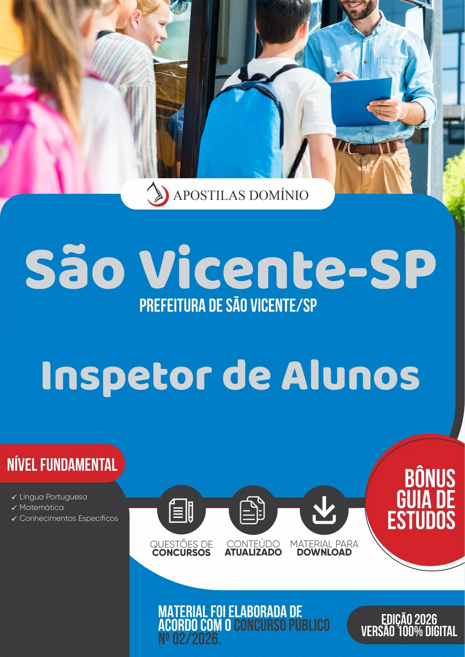 Apostila Prefeitura de São Vicente/SP 2026 - Inspetor de Alunos