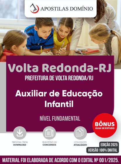 Apostila Prefeitura de Volta Redonda/RJ 2025 - Auxiliar de Educação Infantil