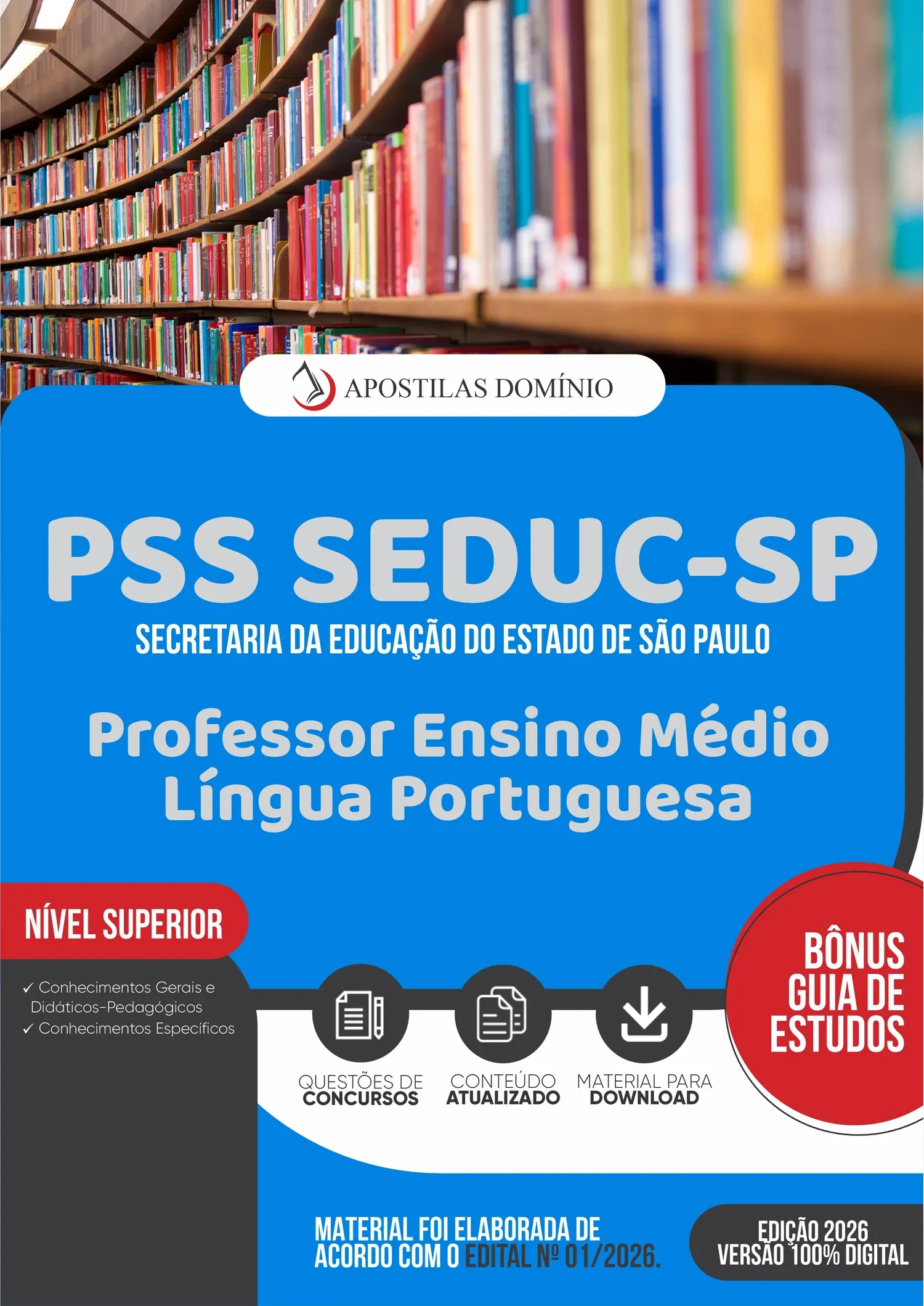 Apostila PSS SEDUC-SP 2026 - Professor Ensino Médio - Língua Portuguesa