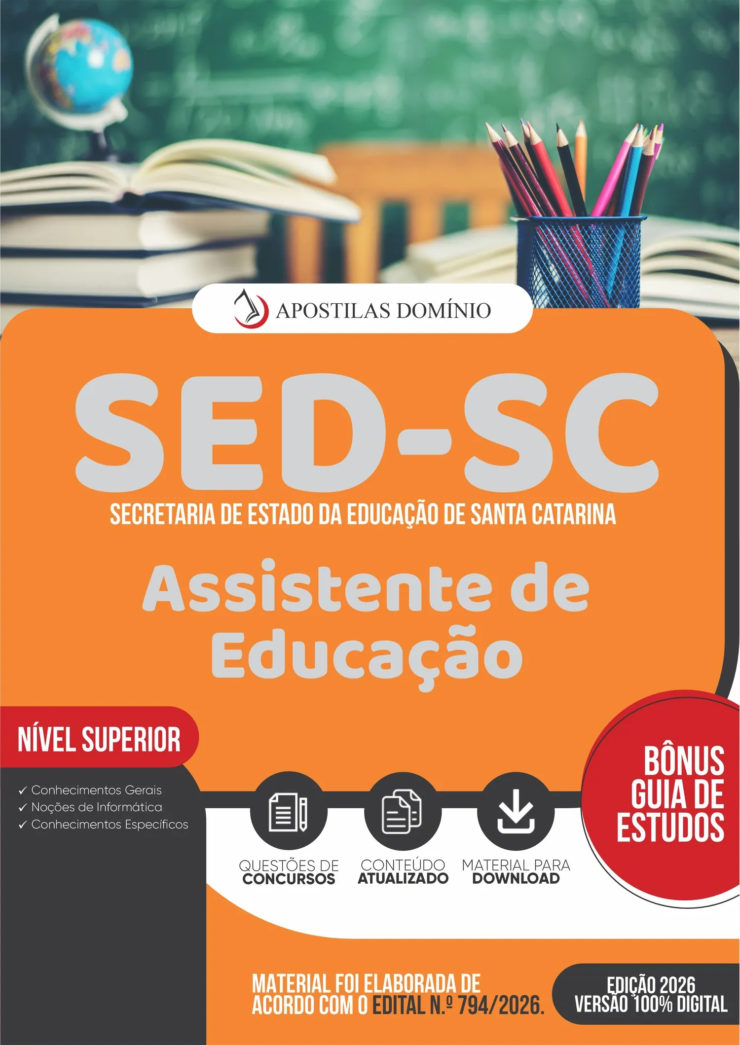 Apostila SED/SC 2026 - Assistente de Educação