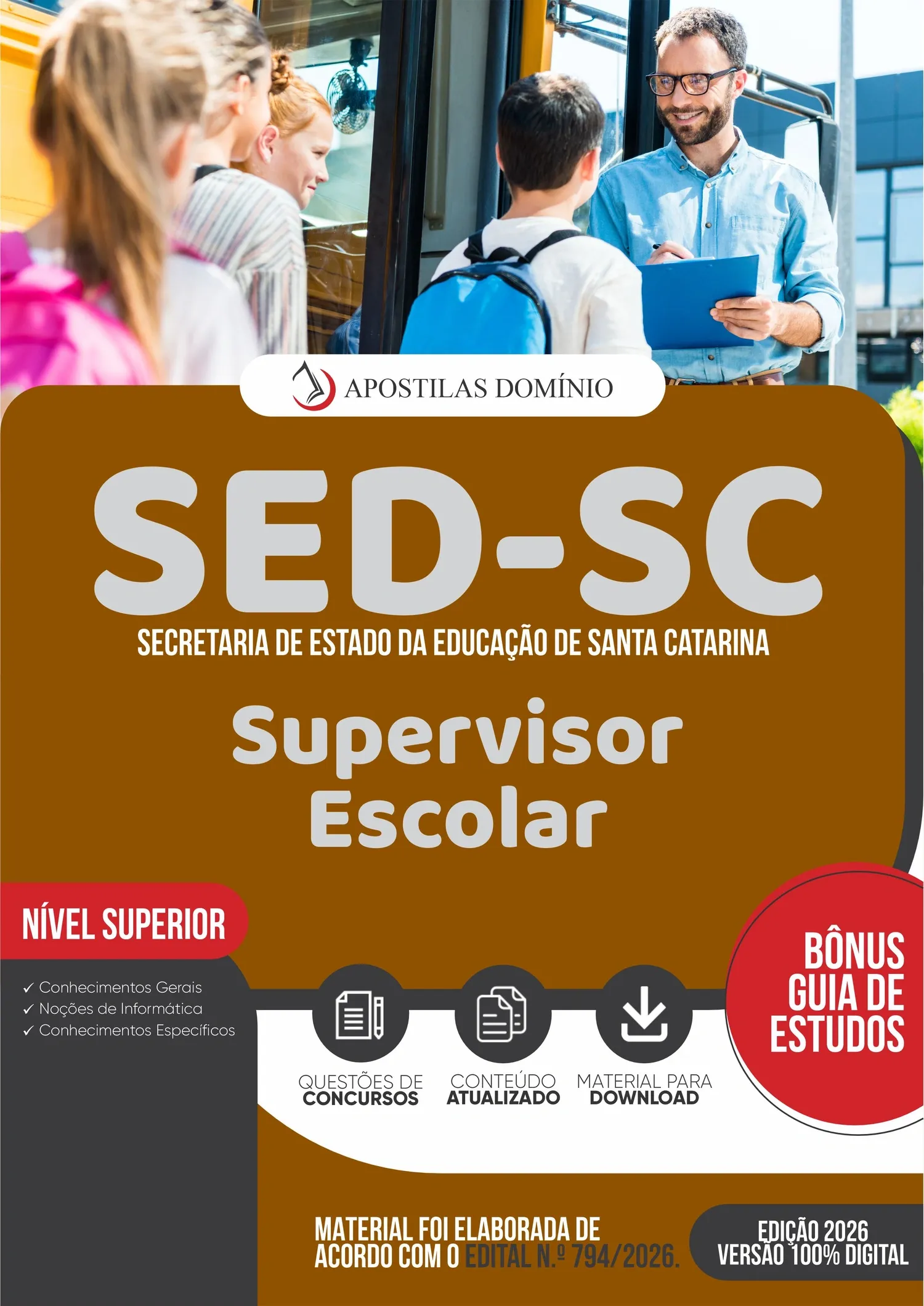 Apostila SED/SC 2026 - Supervisor Escolar