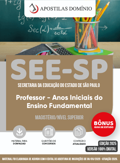 Apostila SEE-SP 2026 - PEB I - Anos Iniciais do Ensino Fundamental