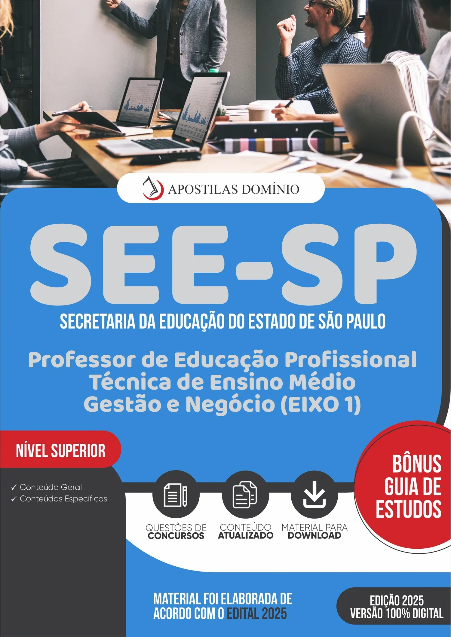 Apostila SEE-SP 2026 - Professor de Educação Profissional Técnica de Ensino Médio - Gestão e Negócio