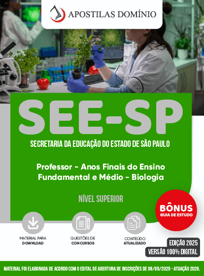 Apostila SEE-SP 2026 - Professor de Ensino Fundamental e Médio - Biologia