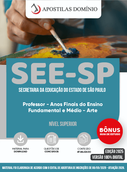 Apostila SEE-SP 2026 - Professor de Ensino Fundamental e Médio - Educação Artística