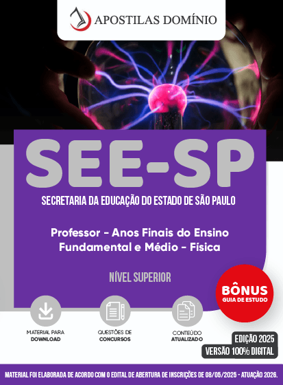 Apostila SEE-SP 2026 - Professor de Ensino Fundamental e Médio - Física