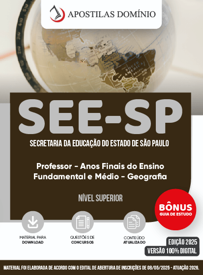 Apostila SEE-SP 2026 - Professor de Ensino Fundamental e Médio - Geografia