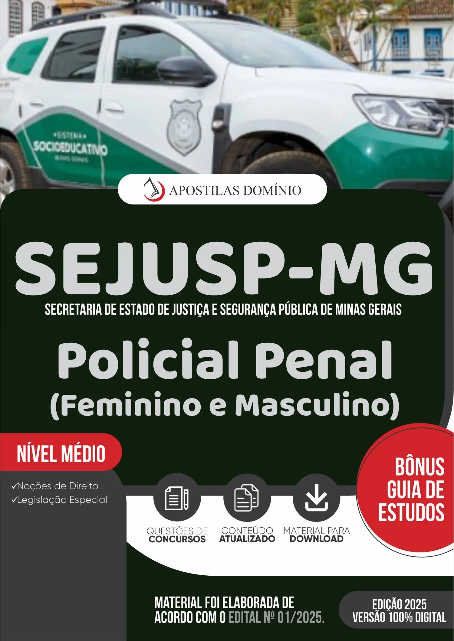 Apostila SEJUSP-MG 2025 - Policial Penal - Noções de Direito e Legislação Especial