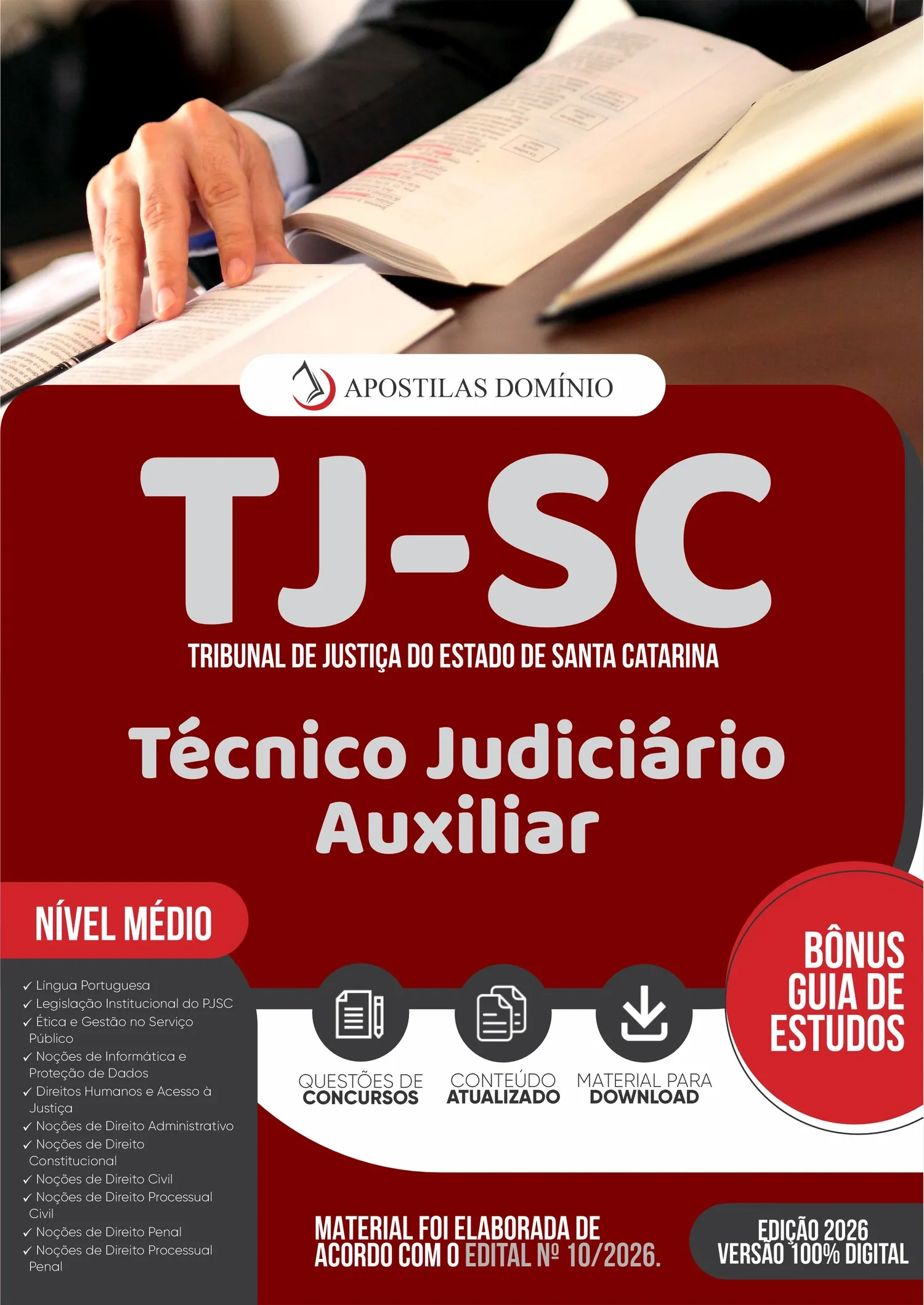 Apostila TJ SC 2026 - Técnico Judiciário Auxiliar