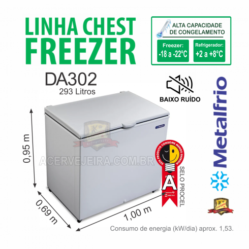 110サイズ① Freezer/Conservador e Refrigerador Dupla Ação Horizontal Metalfrio