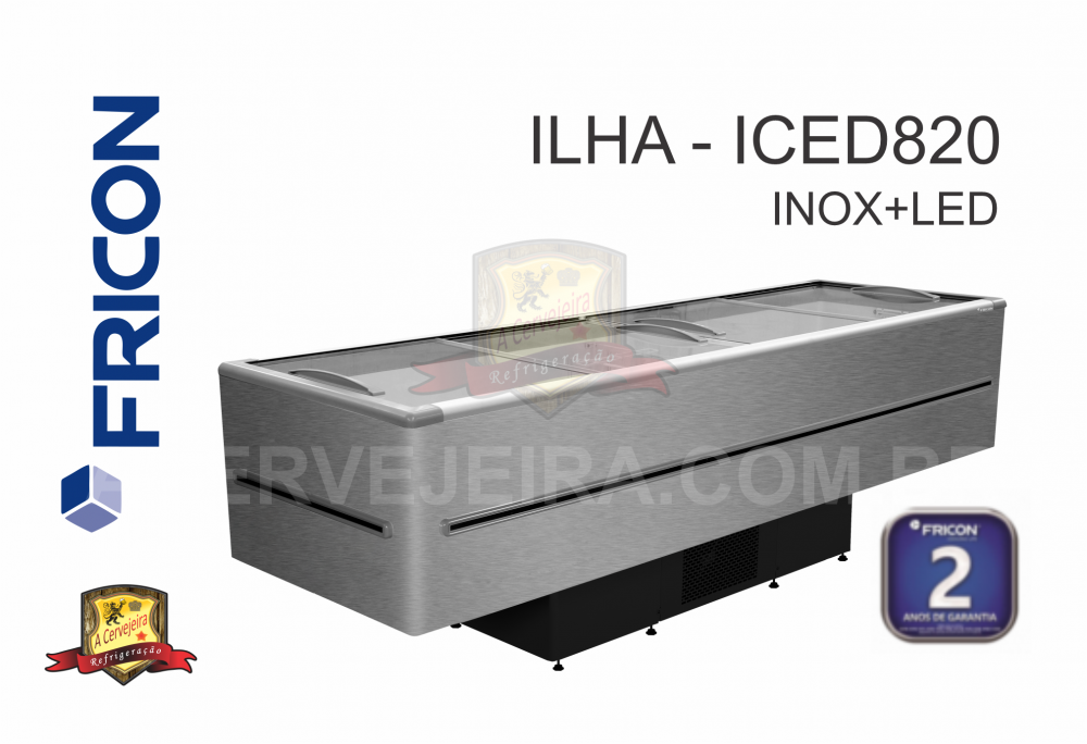 Ilha Fricon Para Congelados 3,00m ICED820 Padrão Dupla Ação tipo
