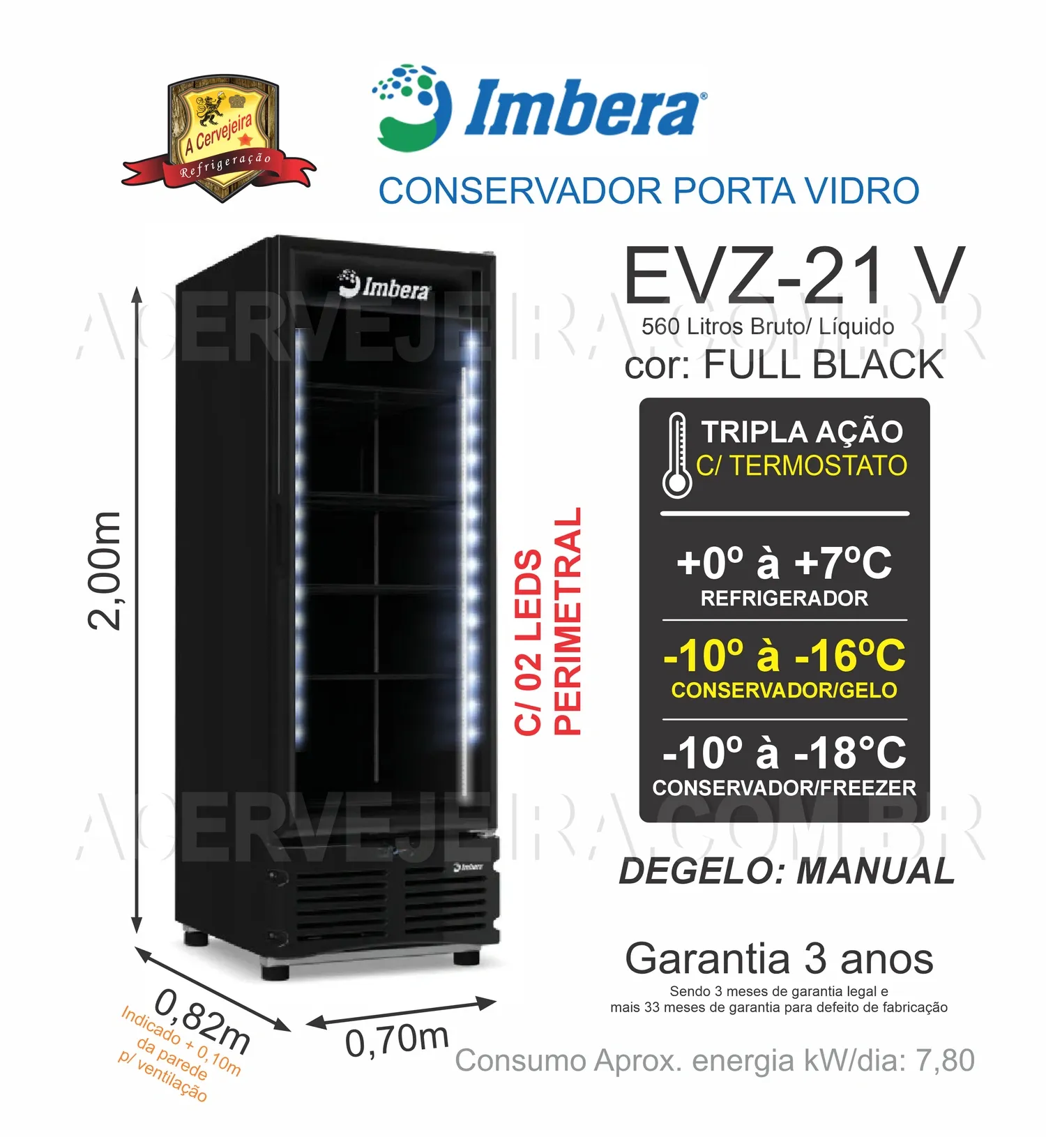 3F 【希少】Vollmerフォルマー 3805 HOゲージ Allianzビル Conservador/ Freezer Vertical Tripla Ação 560L Imbera Porta Vidro
