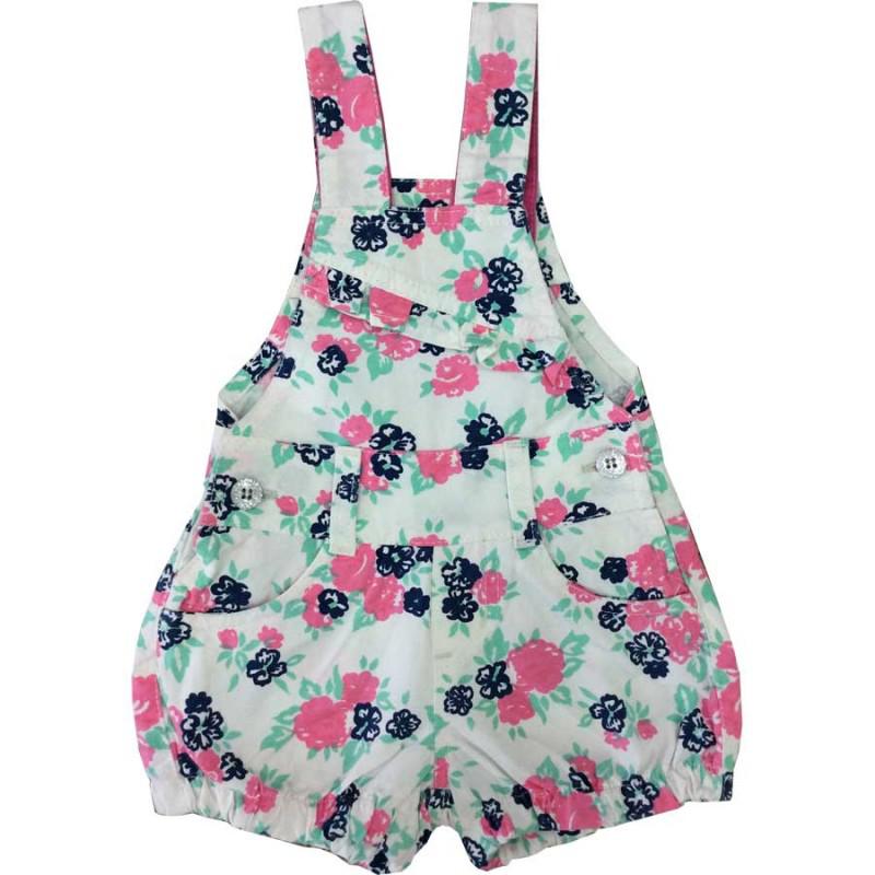 Jardineira Jeans Floral Bebe Menina Tamanho P Ao G